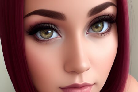 A stunning redhead with brown eyes exuding confidence and charm. Her stylish outfit accentuates her elegance, while her smile and gaze captivate attention.