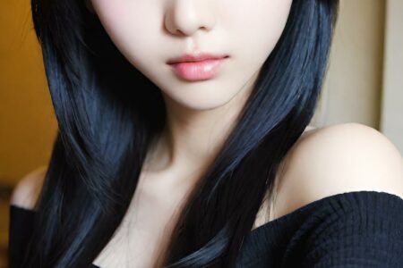 AI girl with black hair wallpaper