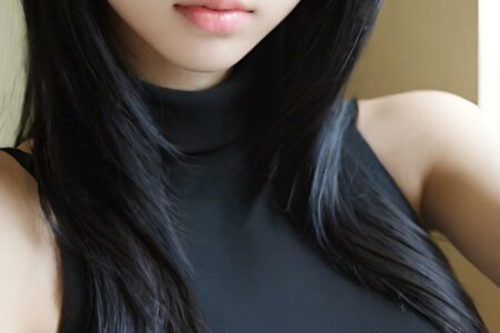 AI girl with black hair wallpaper