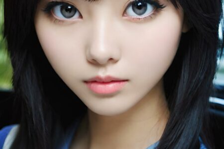 AI girl with black hair wallpaper