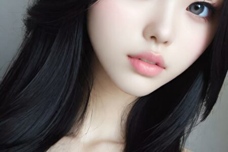 AI girl with black hair wallpaper