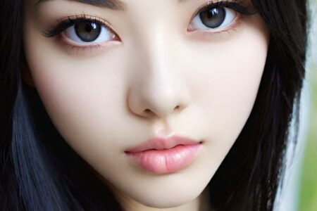 AI girl with black hair wallpaper