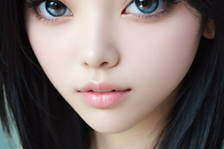 AI girl with black hair wallpaper