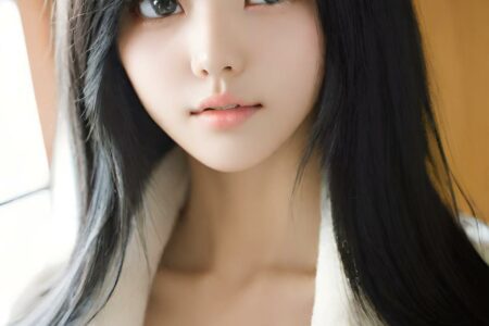 AI girl with black hair wallpaper