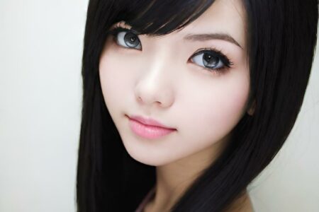 AI girl with black hair wallpaper