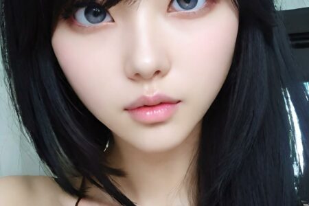 AI girl with black hair wallpaper