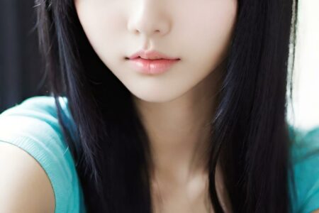AI girl with black hair wallpaper