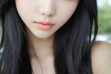 AI girl with black hair wallpaper