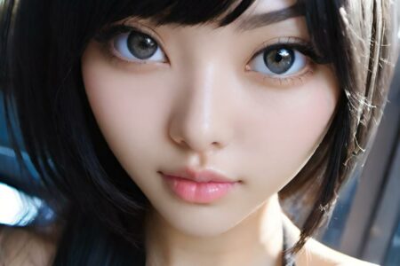 AI girl with black hair wallpaper