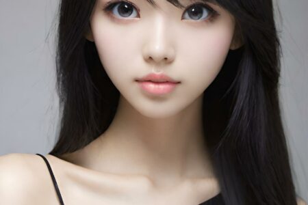 AI girl with black hair wallpaper