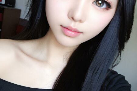 AI girl with black hair wallpaper