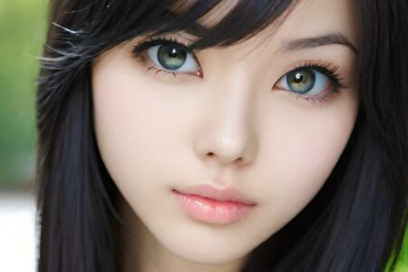 AI girl with black hair wallpaper