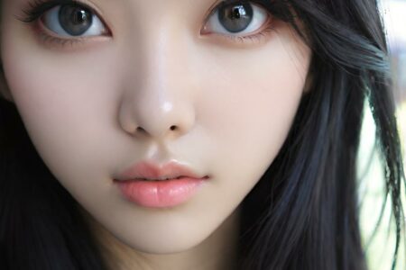 AI girl with black hair wallpaper