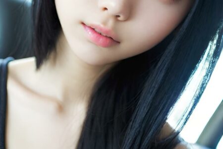 AI girl with black hair wallpaper