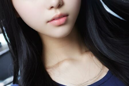 AI girl with black hair wallpaper