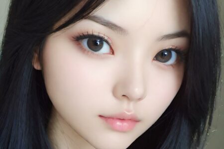 AI girl with black hair wallpaper