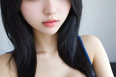 AI girl with black hair wallpaper