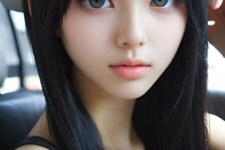 AI girl with black hair wallpaper