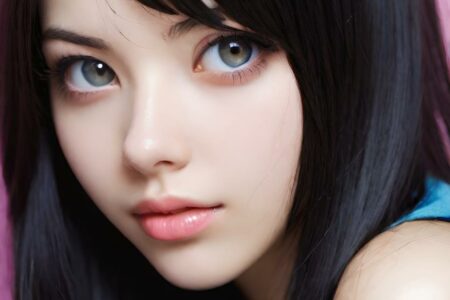 AI girl with black hair wallpaper