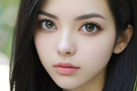 AI girl with black hair wallpaper