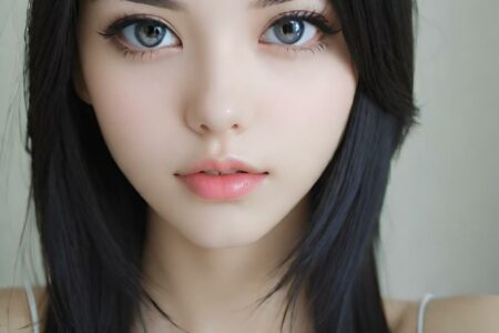AI girl with black hair wallpaper