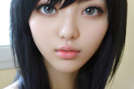 AI girl with black hair wallpaper