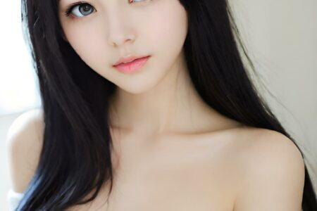 AI girl with black hair wallpaper