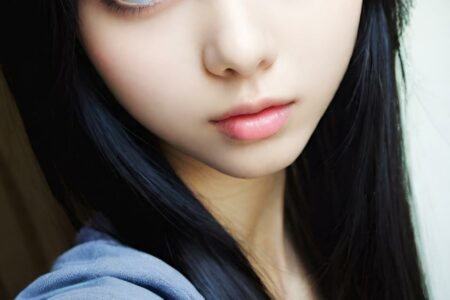 AI girl with black hair wallpaper