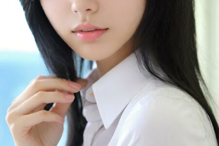 AI girl with black hair wallpaper
