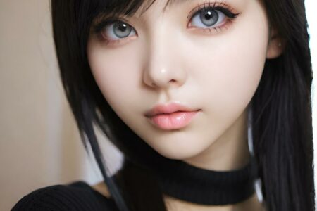 AI girl with black hair wallpaper