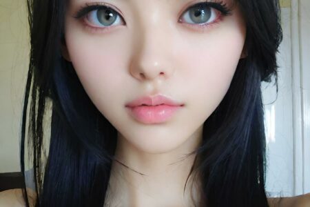 AI girl with black hair wallpaper