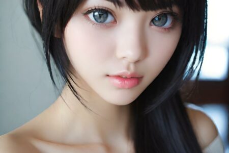AI girl with black hair wallpaper