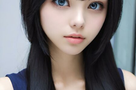 AI girl with black hair wallpaper