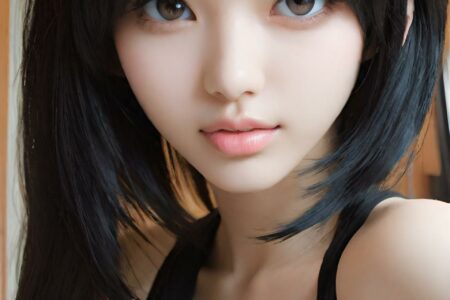 AI girl with black hair wallpaper