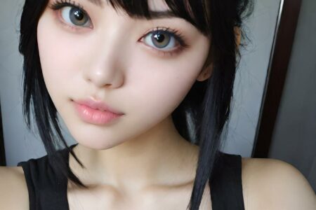 AI girl with black hair wallpaper