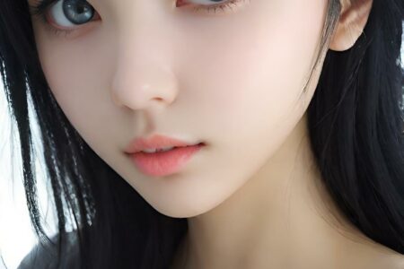 AI girl with black hair wallpaper
