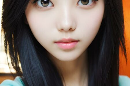 AI girl with black hair wallpaper