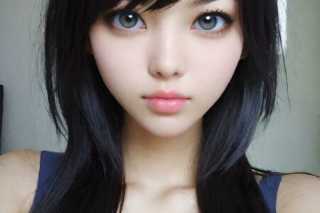 AI girl with black hair wallpaper