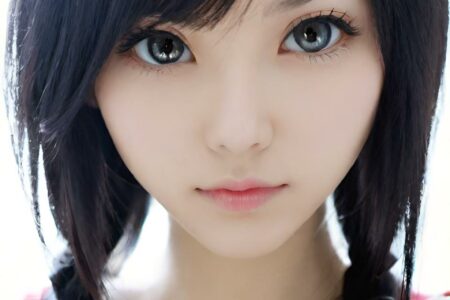 AI girl with black hair wallpaper