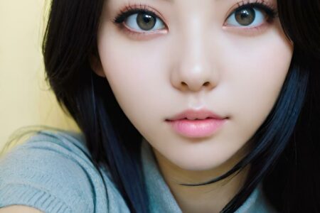 AI girl with black hair wallpaper