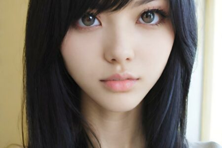 AI girl with black hair wallpaper