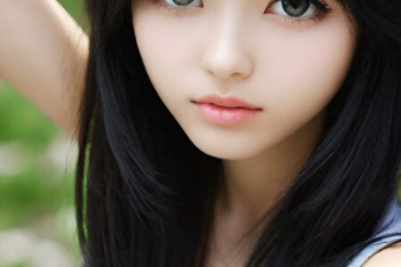 AI girl with black hair wallpaper
