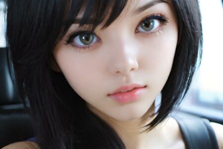 AI girl with black hair wallpaper