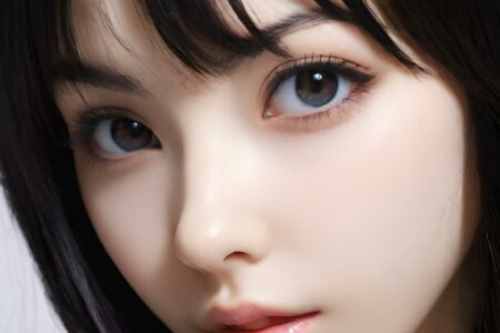 AI girl with black hair wallpaper