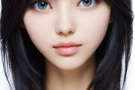 AI girl with black hair wallpaper