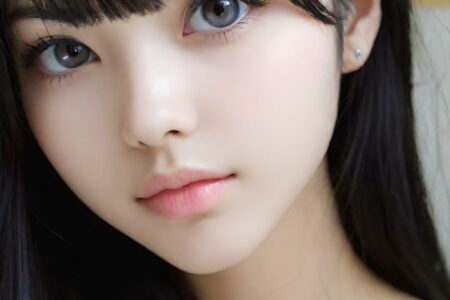 AI girl with black hair wallpaper