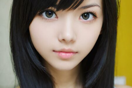 AI girl with black hair wallpaper