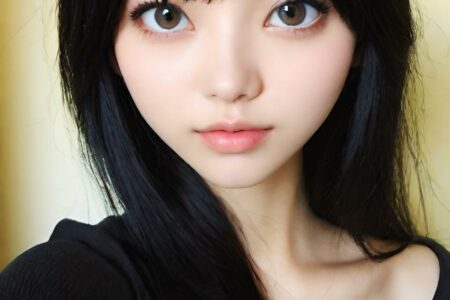 AI girl with black hair wallpaper
