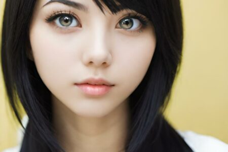 AI girl with black hair wallpaper