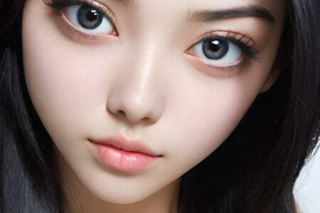 AI girl with black hair wallpaper